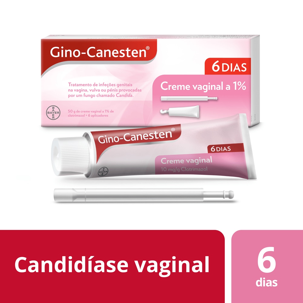 Tratamento em creme de 6 dias para a Candidíase: Gino-Canesten Creme para a candidíase com aplicador